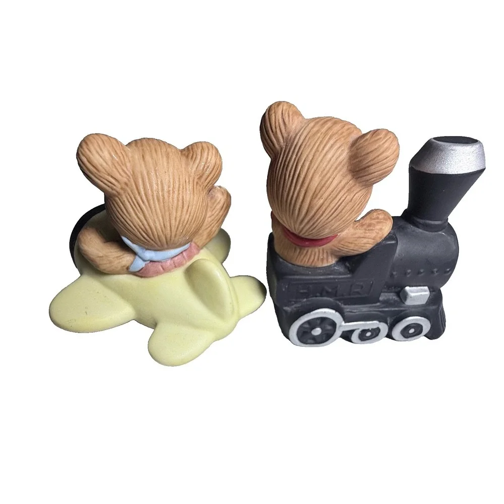 HOMCO Vintage Travel Bears Porcelain Figurine Lot Airplane Train 1463 Set of 2
